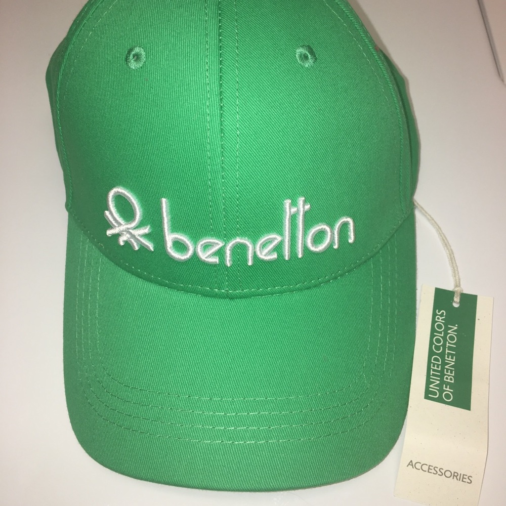 Benetton baseball cap hat green NWT one size